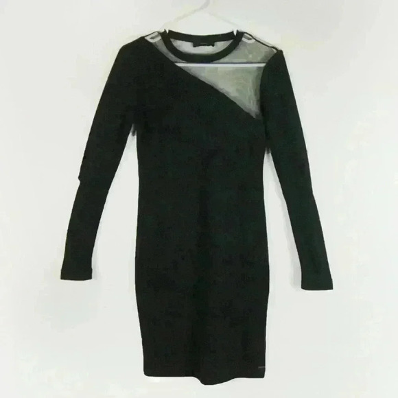 Diesel Y2K 2000s Black Mesh Cutout Sheer Detail Long Sleeve Mini Dress - Picture 6 of 9